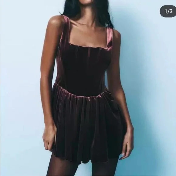 Zara Corset Velvet Mini Dress - Picture 9 of 12